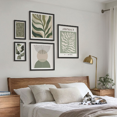 Lot de tableaux encadrés Motifs végétaux abstraits