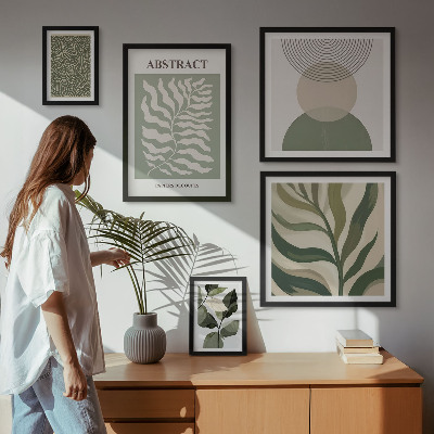 Lot de tableaux encadrés Motifs végétaux abstraits