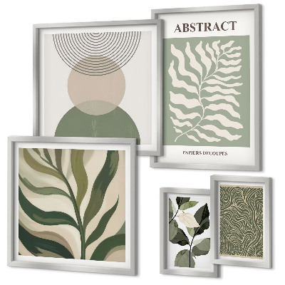 Lot de tableaux encadrés Motifs végétaux abstraits
