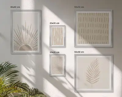 Ensemble de 5 tableaux motifs décoratifs élégants inspirés de la nature et de la géométrie
