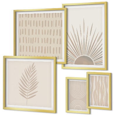 Ensemble de 5 tableaux Décorations élégantes, nature, géométrie