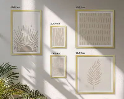 Ensemble de 5 tableaux motifs décoratifs élégants inspirés de la nature et de la géométrie