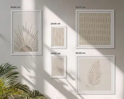 Ensemble de 5 tableaux motifs décoratifs élégants inspirés de la nature et de la géométrie