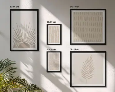 Ensemble de 5 tableaux motifs décoratifs élégants inspirés de la nature et de la géométrie