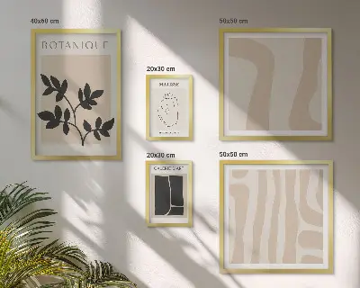 Lot de tableaux encadrés graphismes végétaux abstraits stylisés