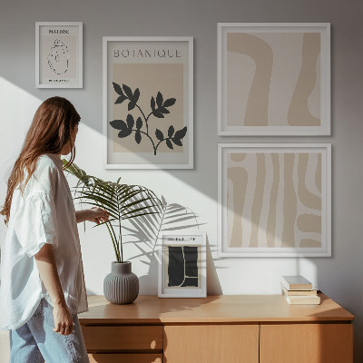 Lot de tableaux encadrés Graphismes végétaux abstraits et stylés