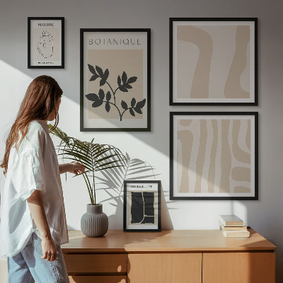 Lot de tableaux encadrés Graphismes végétaux abstraits et stylés
