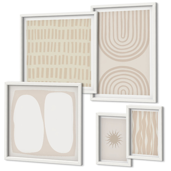 Ensemble de 5 tableaux Formes abstraites élégantes