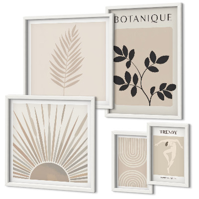 Lot de tableaux encadrés Décorations florales géométriques élégantes