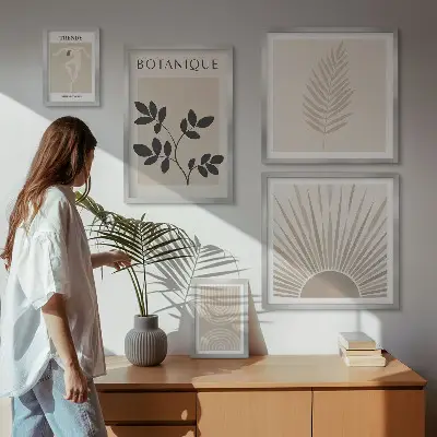 Lot de tableaux encadrés avec décorations florales géométriques élégantes