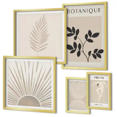 Lot de tableaux encadrés avec décorations florales géométriques élégantes