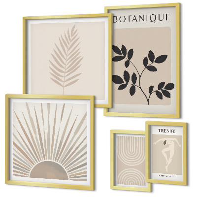 Lot de tableaux encadrés Décorations florales géométriques élégantes