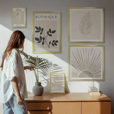 Lot de tableaux encadrés avec décorations florales géométriques élégantes
