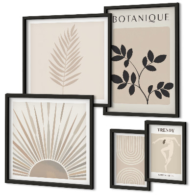 Lot de tableaux encadrés Décorations florales géométriques élégantes