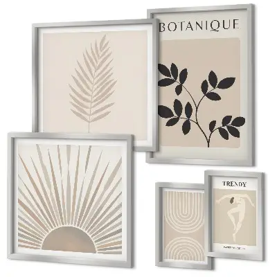 Lot de tableaux encadrés avec décorations florales géométriques élégantes