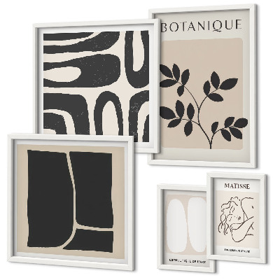 Ensemble de 5 tableaux Graphismes végétaux abstraits et stylés