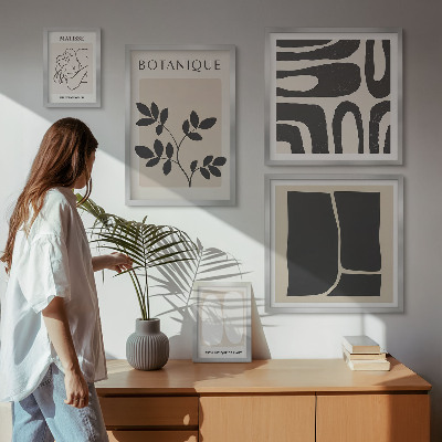 Ensemble de 5 tableaux Graphismes végétaux abstraits et stylés