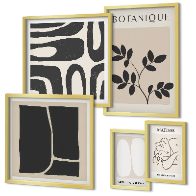 Ensemble de 5 tableaux Graphismes végétaux abstraits et stylés