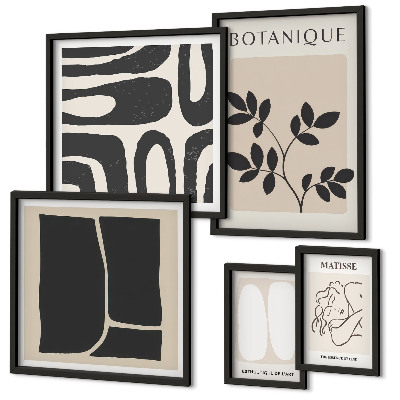 Ensemble de 5 tableaux Graphismes végétaux abstraits et stylés