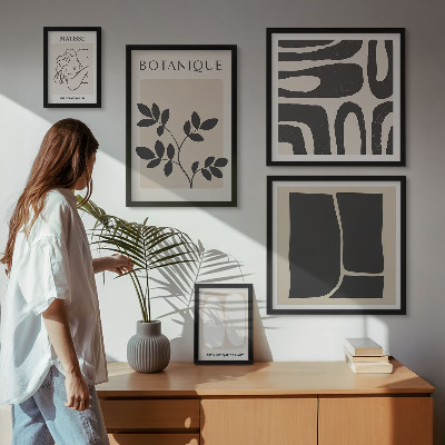 Ensemble de 5 tableaux Graphismes végétaux abstraits et stylés