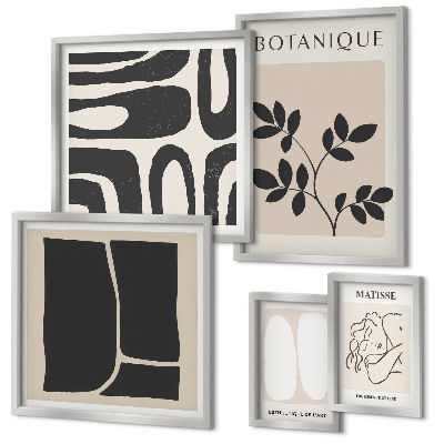Ensemble de 5 tableaux Graphismes végétaux abstraits et stylés