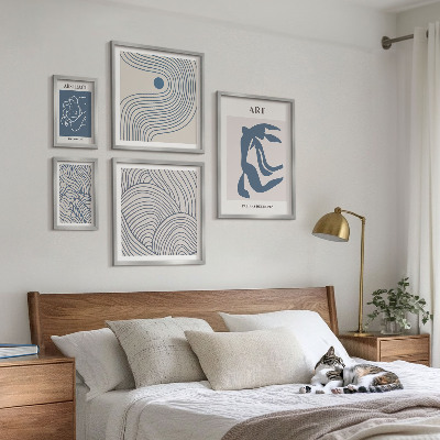Lot de tableaux encadrés Lignes modernes abstraites