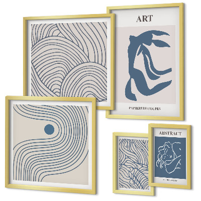 Lot de tableaux encadrés Lignes modernes abstraites