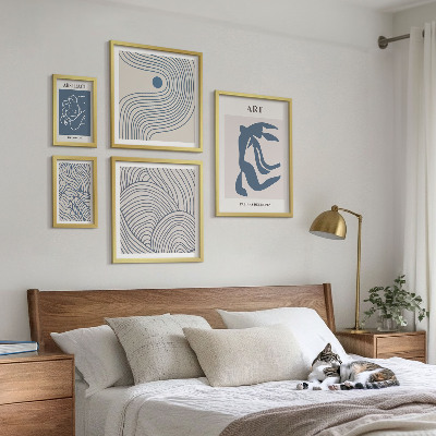 Lot de tableaux encadrés Lignes modernes abstraites