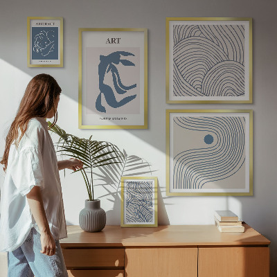 Lot de tableaux encadrés Lignes modernes abstraites