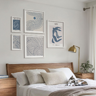 Lot de tableaux encadrés Lignes modernes abstraites