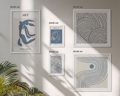 Lot de tableaux encadrés Lignes modernes abstraites
