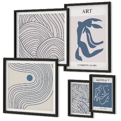 Lot de tableaux encadrés Lignes modernes abstraites