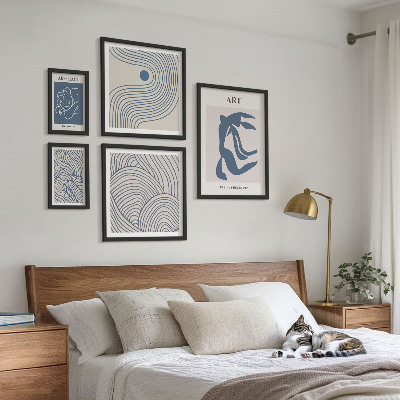 Lot de tableaux encadrés Lignes modernes abstraites