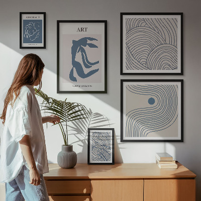 Lot de tableaux encadrés Lignes modernes abstraites