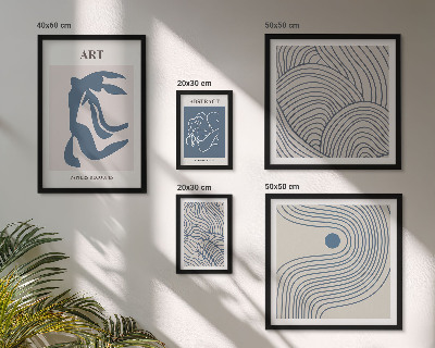 Lot de tableaux encadrés Lignes modernes abstraites