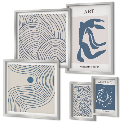 Lot de tableaux encadrés Lignes modernes abstraites