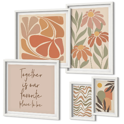 Ensemble de 5 tableaux Décorations élégantes, fleurs naturelles