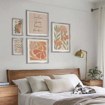 Ensemble de 5 tableaux Décorations élégantes, fleurs naturelles