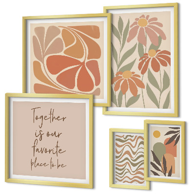 Ensemble de 5 tableaux Décorations élégantes, fleurs naturelles
