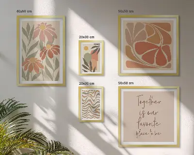 Ensemble de 5 tableaux décorations élégantes représentant des fleurs naturelles