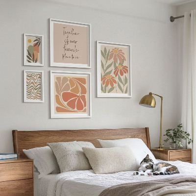 Ensemble de 5 tableaux Décorations élégantes, fleurs naturelles