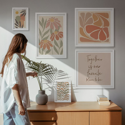 Ensemble de 5 tableaux Décorations élégantes, fleurs naturelles