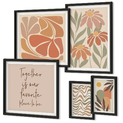 Ensemble de 5 tableaux Décorations élégantes, fleurs naturelles