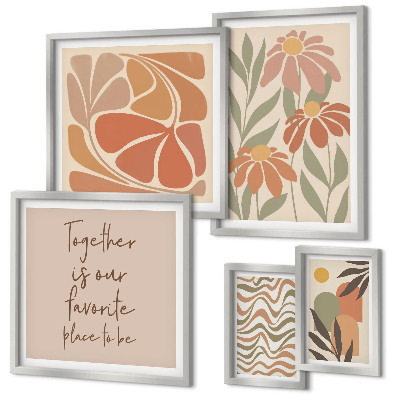 Ensemble de 5 tableaux Décorations élégantes, fleurs naturelles