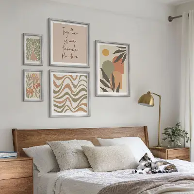 Tableau de décoration murale motifs végétaux aux tons pastel élégants