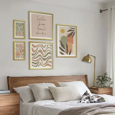 Tableau de décoration murale motifs végétaux aux tons pastel élégants