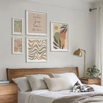 Tableau de décoration murale motifs végétaux aux tons pastel élégants