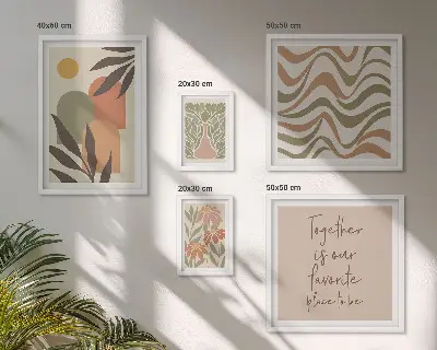 Tableau de décoration murale motifs végétaux aux tons pastel élégants