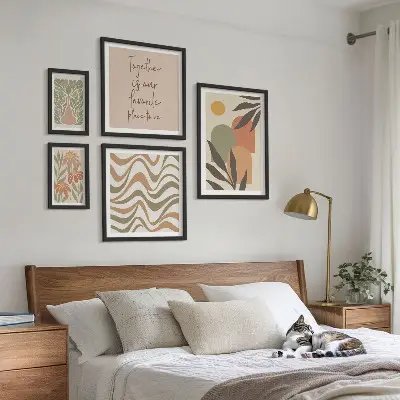 Tableau de décoration murale motifs végétaux aux tons pastel élégants