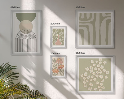 Lot de tableaux encadrés Graphismes végétaux pastel élégants